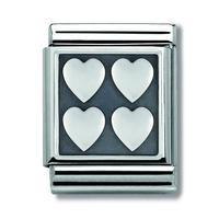 Nomination Composable Big Stainless Steel 4 Heart Grid Charm