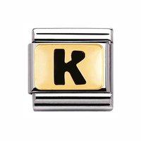 Nomination Composable Classic Black Letter K Gold Charm