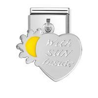 Nomination Composable Hanging Yellow Enamel Sun and Heart Drop Charm