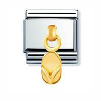 nomination composable 18ct gold flip flop drop charm