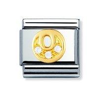 Nomination Composable Classic 18ct Gold and Zirconia Letter O Charm