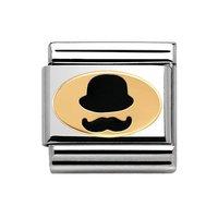 Nomination Composable Classic Gold and Enamel Moustache and Hat Charm