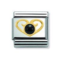 Nomination Composable Classic Black Agate and Heart Charm