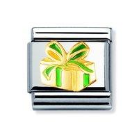 Nomination Composable Classic Gold and Enamel Green Present Charm