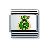 nomination composable classic gold and enamel green money bag charm