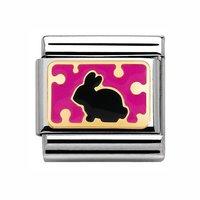 nomination composable classic gold and enamel pink and black rabbit ch ...