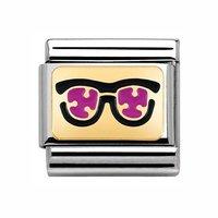 Nomination Composable Classic Gold and Enamel Pink Glasses Charm