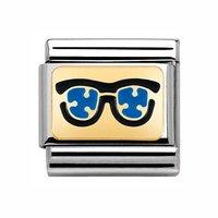 Nomination Composable Classic Gold and Enamel Blue Glasses Charm