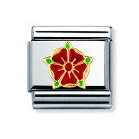 nomination composable classic gold and enamel red rose of lancashire c ...