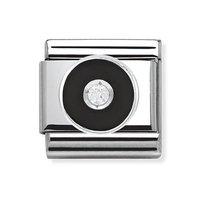 Nomination Composable Classic Silver, Zirconia and Black Enamel Circle Charm