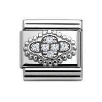Nomination Silver and White Cubic Zirconia Pavé Cross Frill charm