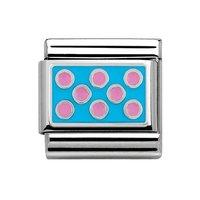 nomination composable classic silver and blue enamel with pink dots ch ...