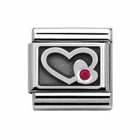 Nomination Composable Classic Hearts with Red CZ Charm