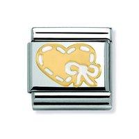 Nomination Composable Classic Gold and Enamel Heart With Ribbon Charm