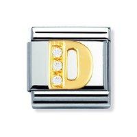 nomination composable classic 18ct gold and zirconia letter d charm