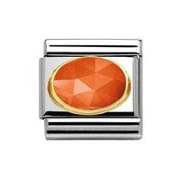 Nomination Composable Classic Gold and Orange Jade Faceted Charm