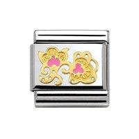 Nomination Composable Classic Gold and Enamel Pink Cashmere Flower Buds Charm