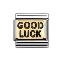 Nomination Composable Classic 18ct Gold and Black Enamel Good Luck Charm
