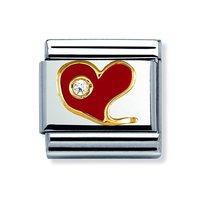 nomination composable classic 18ct gold zirconia and red enamel heart  ...