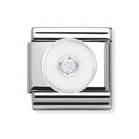 Nomination Composable Classic Silver, Zirconia and White Enamel Circle Charm