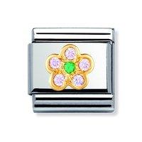 Nomination Composable Classic Zirconia Pink and Green Flower Charm
