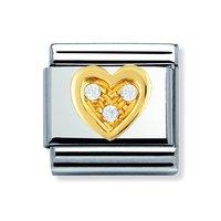 Nomination Composable Classic 18ct Gold and White Zirconia Heart Charm