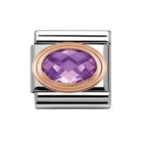 nomination 9ct rose gold composable classic purple faceted cubic zirco ...