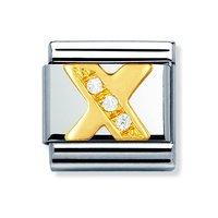 Nomination Composable Classic 18ct Gold Letter X Zirconia Charm