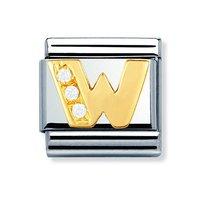 Nomination Composable Classic 18ct Gold Letter W Zirconia Charm