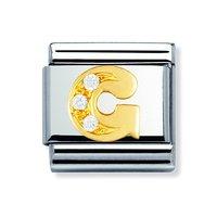 Nomination Composable Classic 18ct Gold Letter G Zirconia Charm