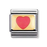 Nomination Composable Classic 18ct Gold and Pink Enamel Heart Charm