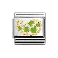 Nomination Composable Classic Gold and Enamel Green Cashmere Hearts Charm