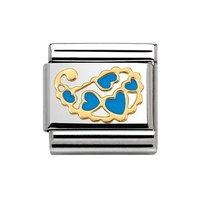 Nomination Composable Classic Gold and Enamel Blue Cashmere Hearts Charm