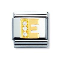 Nomination Composable Classic 18ct Gold and Zirconia Letter E Charm