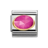 Nomination Composable Classic Gold and Fuschia Jade Faceted Charm