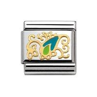 Nomination Composable Classic Gold and Enamel Green and Blue Cashmere Drop Charm