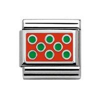 nomination composable classic silver and red enamel charm with green d ...