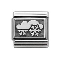 nomination composable classic silver oxidised snow flake and cloud cha ...