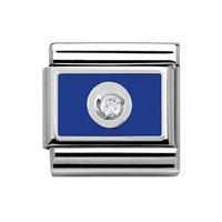 nomination composable classic silver and cubic zirconia blue enamel ch ...