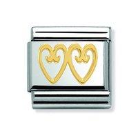 Nomination Composable Classic 18ct Gold Double Hearts Charm