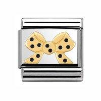 Nomination Composable Classic Gold and Enamel Black Bow Charm