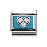 Nomination Composable Classic Silver and Blue Heart with Cubic Zirconia Charm