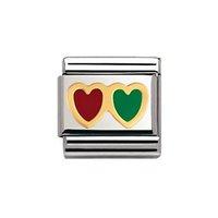 Nomination Composable Red and Green Double Hearts Charm