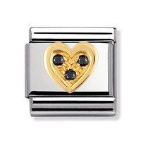 Nomination Composable Classic Gold and Black Cubic Zirconia Heart Charm