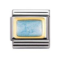 nomination composable classic gold and enamel blue glitter rectangle c ...