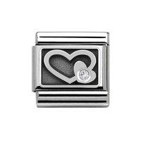 Nomination Composable Classic Oxidised Silver with White Cubic Zirconia Heart