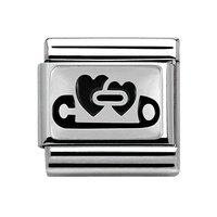 Nomination Composable Classic Silver Oxidised Safety Pin Heart Charm