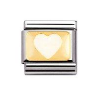nomination composable classic 18ct gold white enamel heart charm