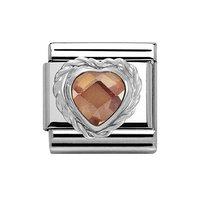 Nomination Composable Classic Silver Faceted Smoky Cubic Zirconia Heart Charm