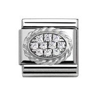 Nomination Composable Classic Silver and Cubic Zirconia White Pavé Oval Frill Charm